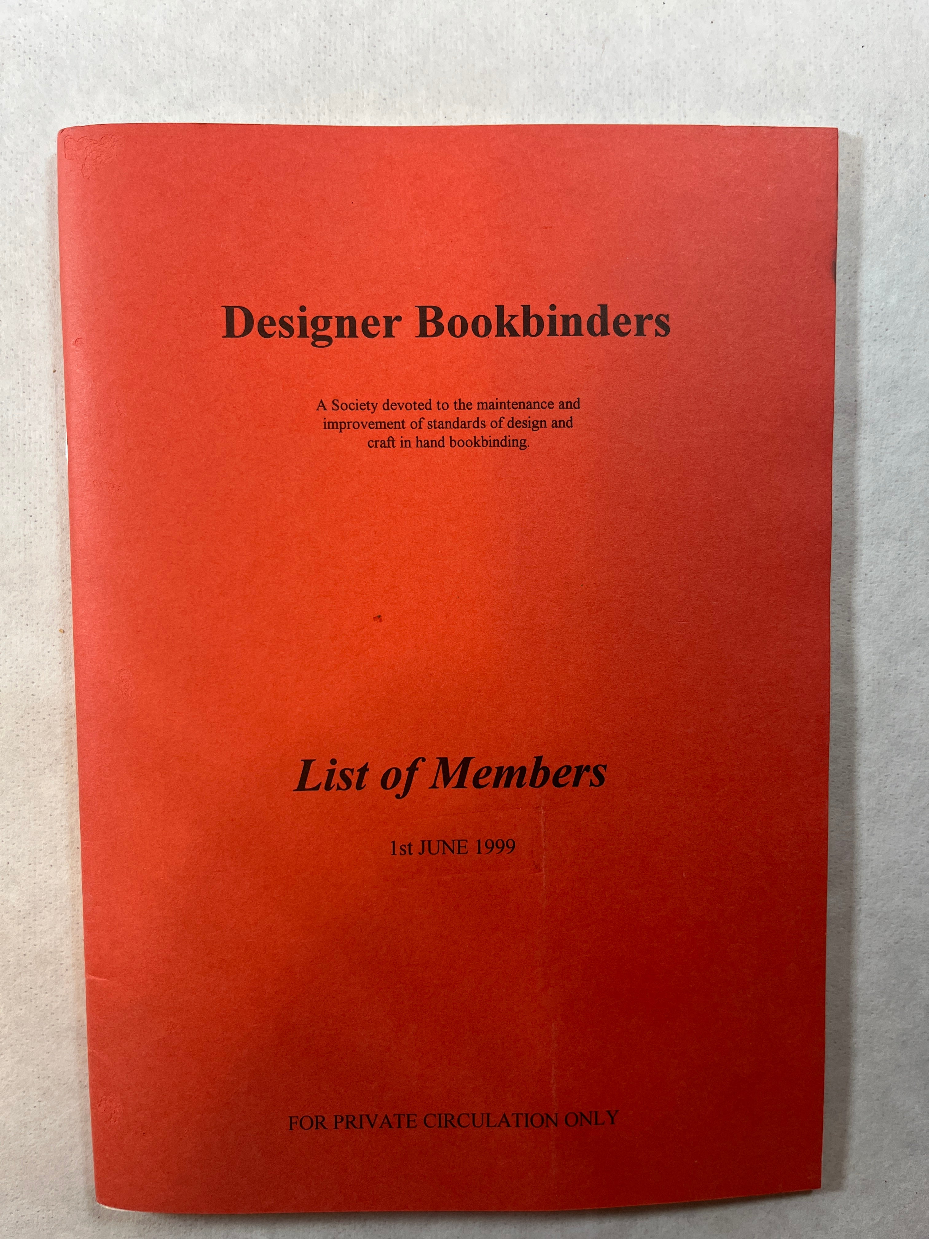 Designer Bookbinders: List of Members  June, 1999